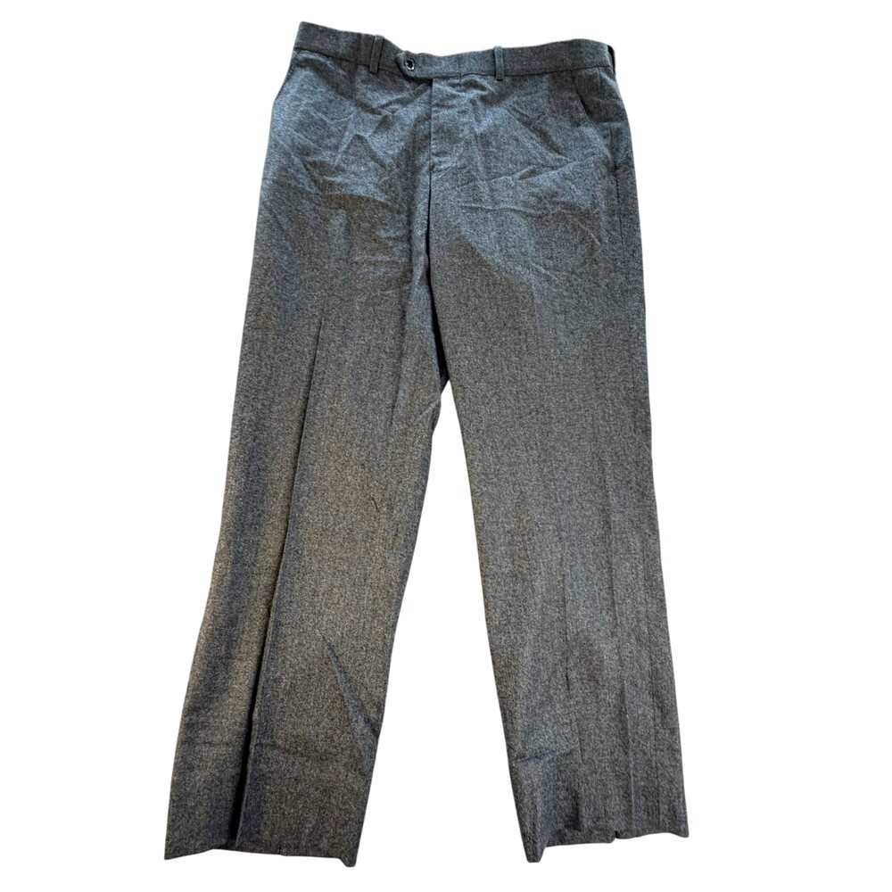 Milan Dress Pants Mens 36x30 Gray Wool Flannel Classic Fit Business Wedding